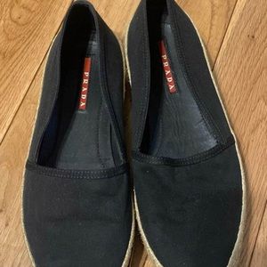 Prada Sport Black Canvas Espadrille Loafers